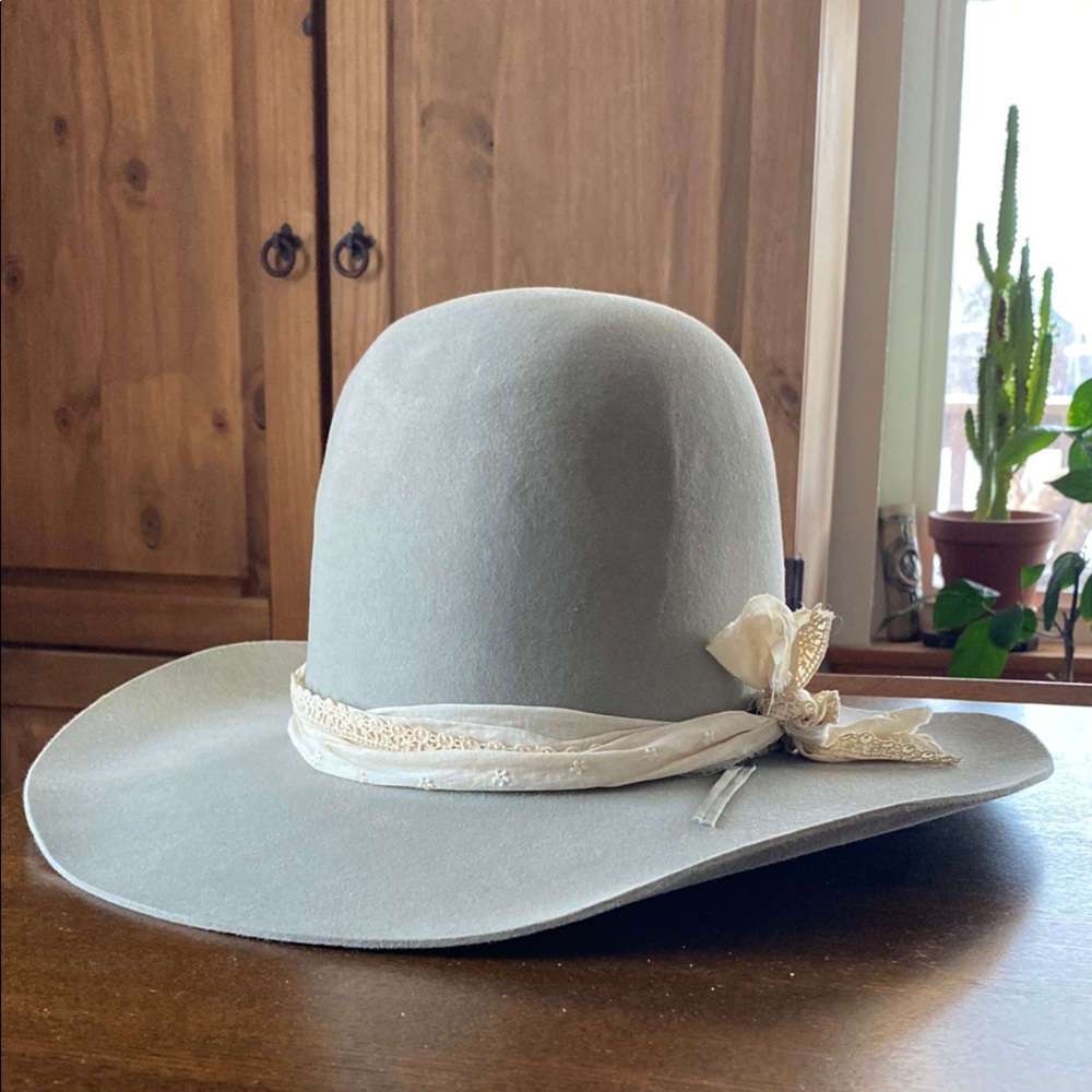 Gray Open Crown Vintage Cowboy Hat